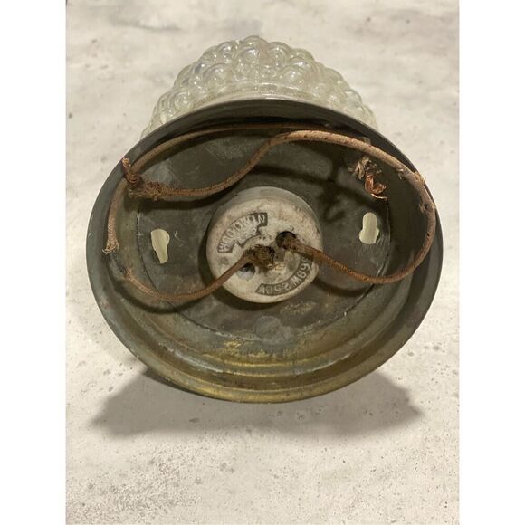 Antique Clear Glass Globe MCM Bubble Light Fixture Hobnail Acorn Flush Mount - Picture 3 of 6